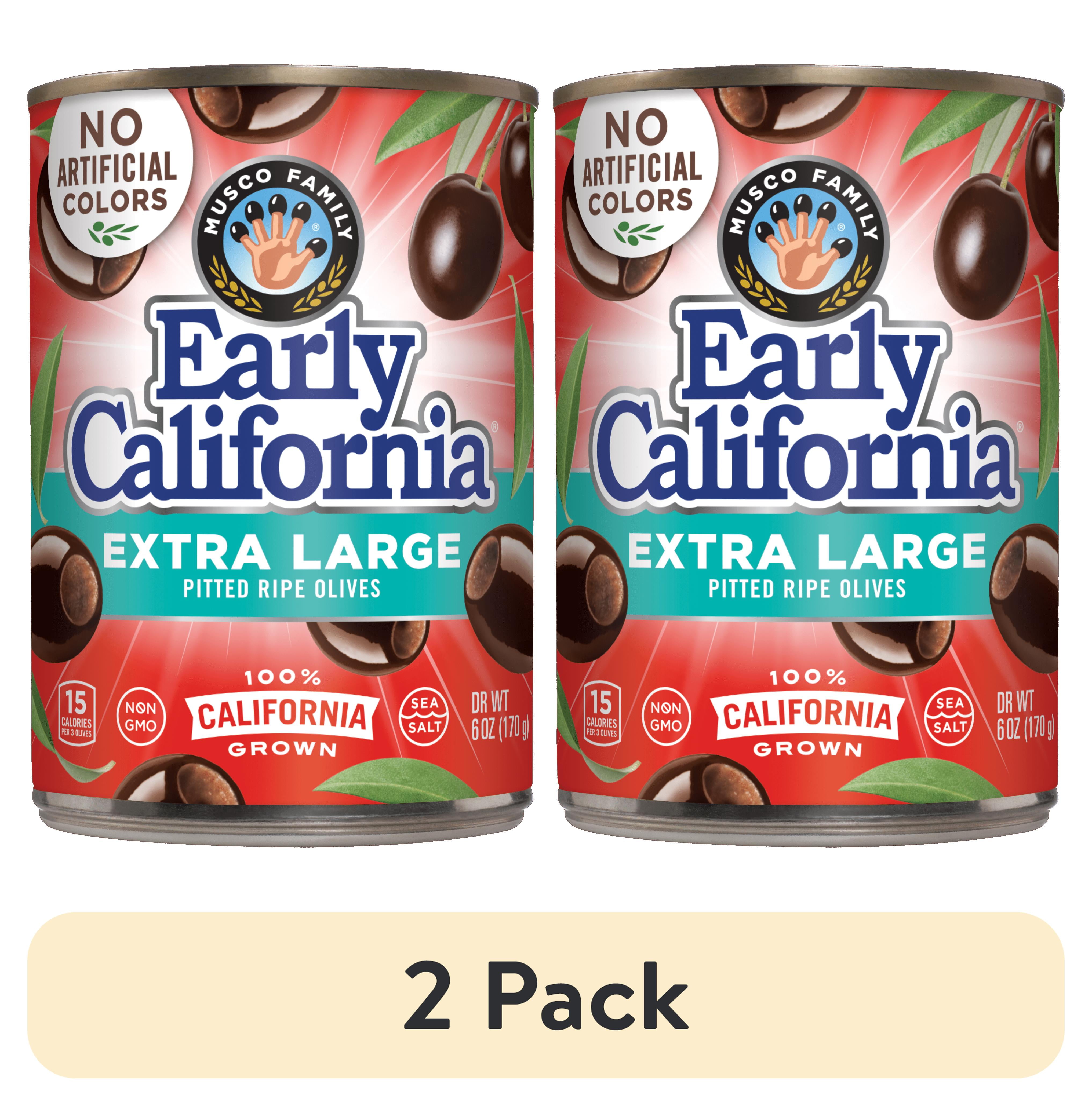 (2 pack) Early California No Artificial Colors Extra Large Pitted Ripe Olives 6 oz. Can. Allergens Not Contained. Gluten Free.