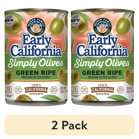 (2 pack) Early California Simply Green Ripe Medium Olives 6 oz Can Major Allergens Not Contained