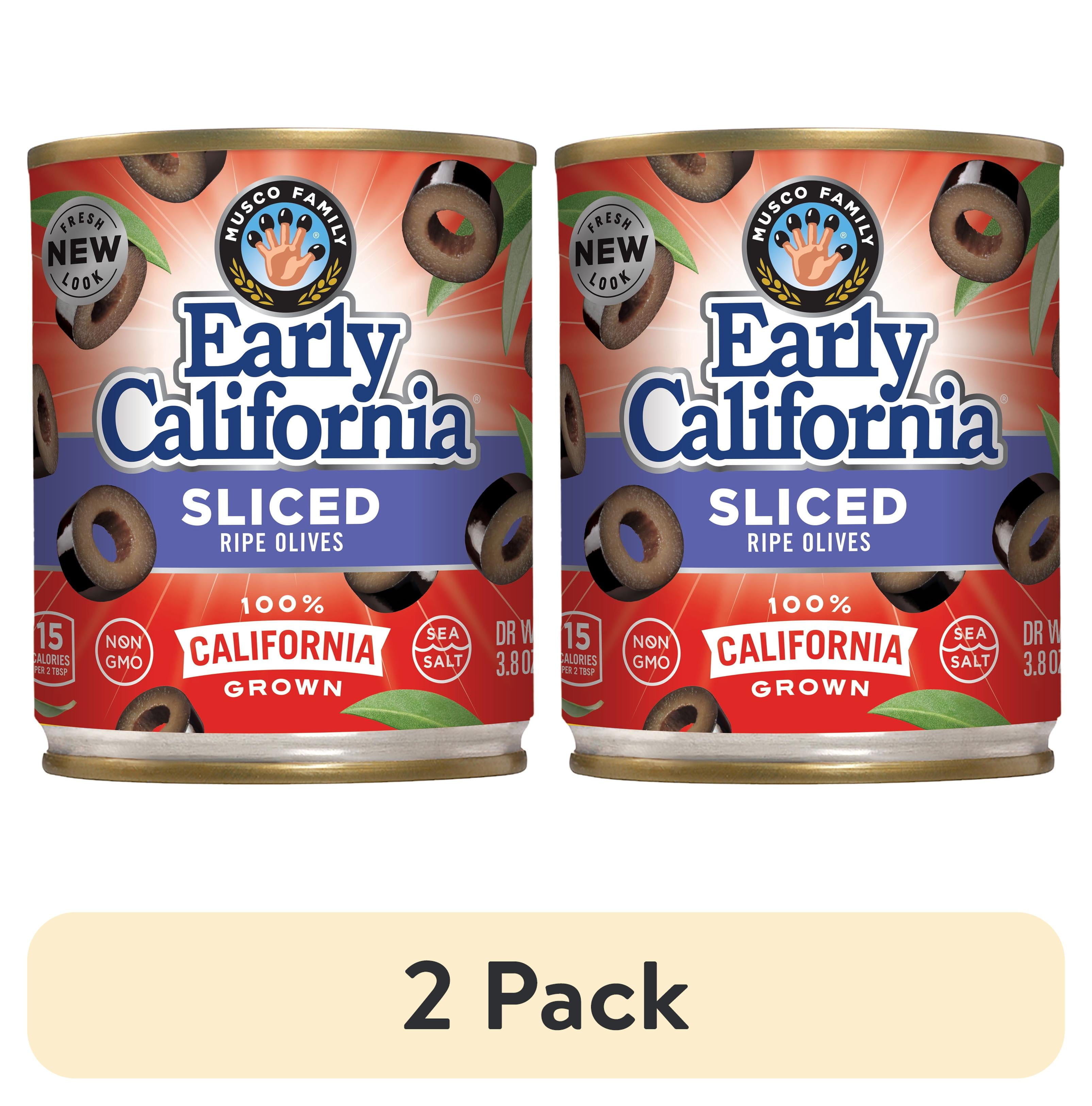(2 pack) Early California Sliced California Ripe Olives 3.8 oz. Can. No Artificial Colors. Major Allergens Not Contained.