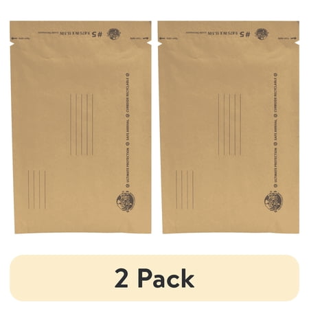 (2 pack) Earth Hugger Curbside Recyclable Kraft Paper Bubble Mailer, 15.5in x 9.875in (Size #5), 1-Count