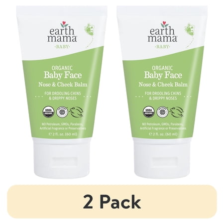 (2 pack) Earth Mama Organic Baby Face Nose & Cheek Balm, Baby Face Lotion for Dry Skin, 2 fl oz