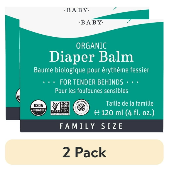 (2 pack) Earth Mama Organic Diaper Balm for Newborns, Infants & Toddlers, 4 fl oz, Baby Diaper Cream