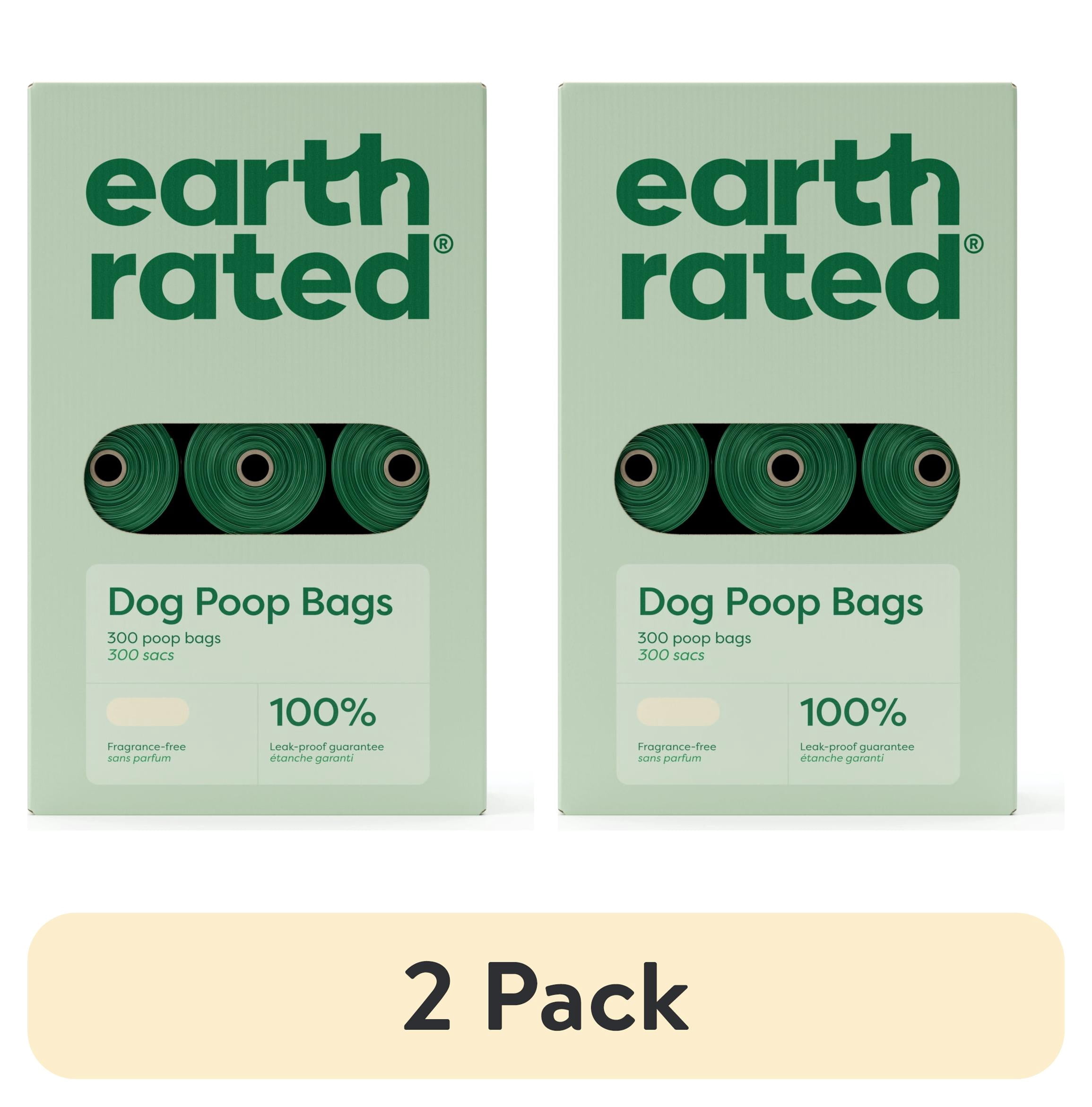(2 pack) Earth Rated Leak-Proof Dog Poop Bags, Unscented, 300 Count, 15 Refill Rolls