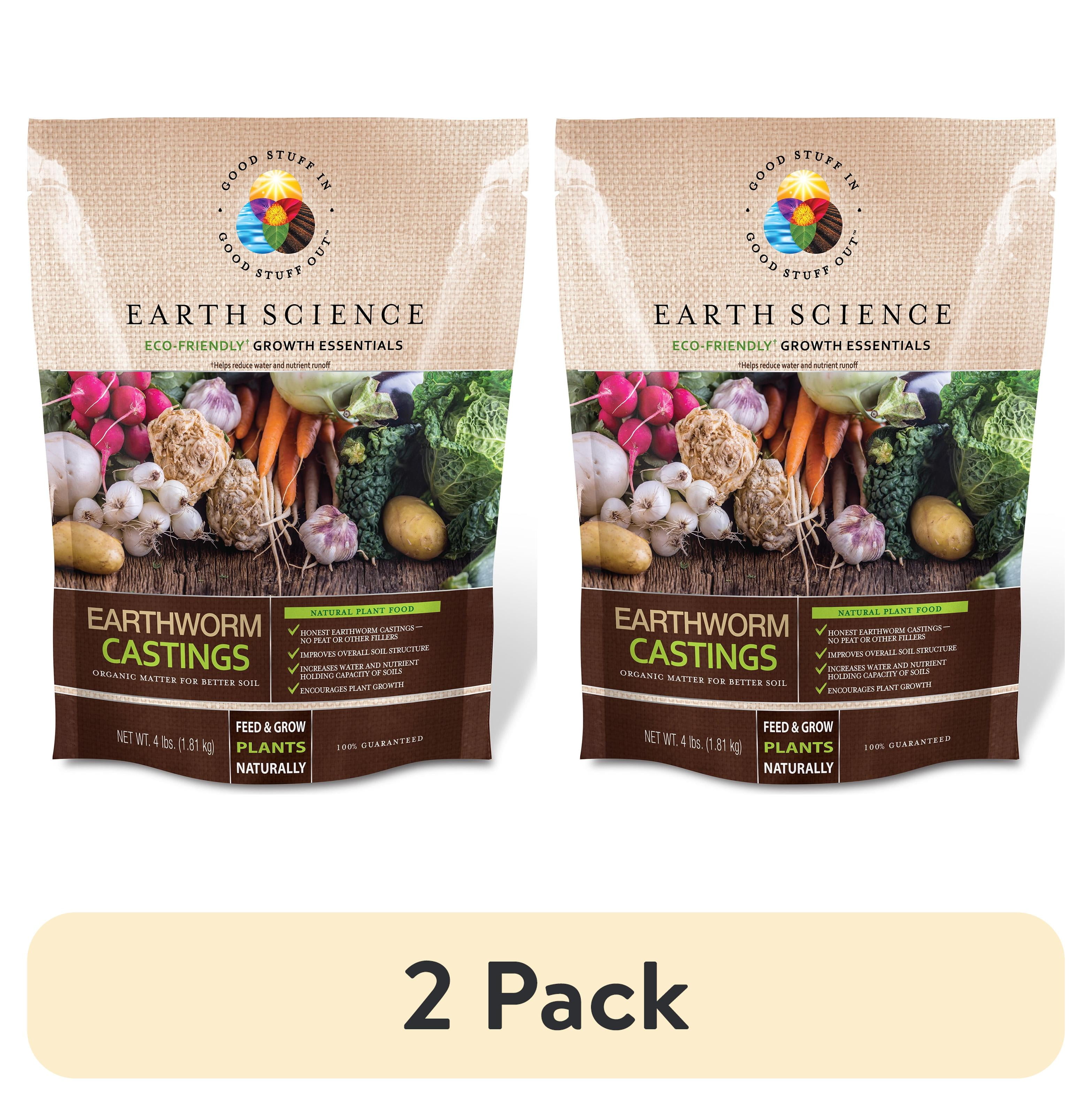 (2 pack) Earth Science Organic Earthworm Castings, 4 lb, Improves Soil ...