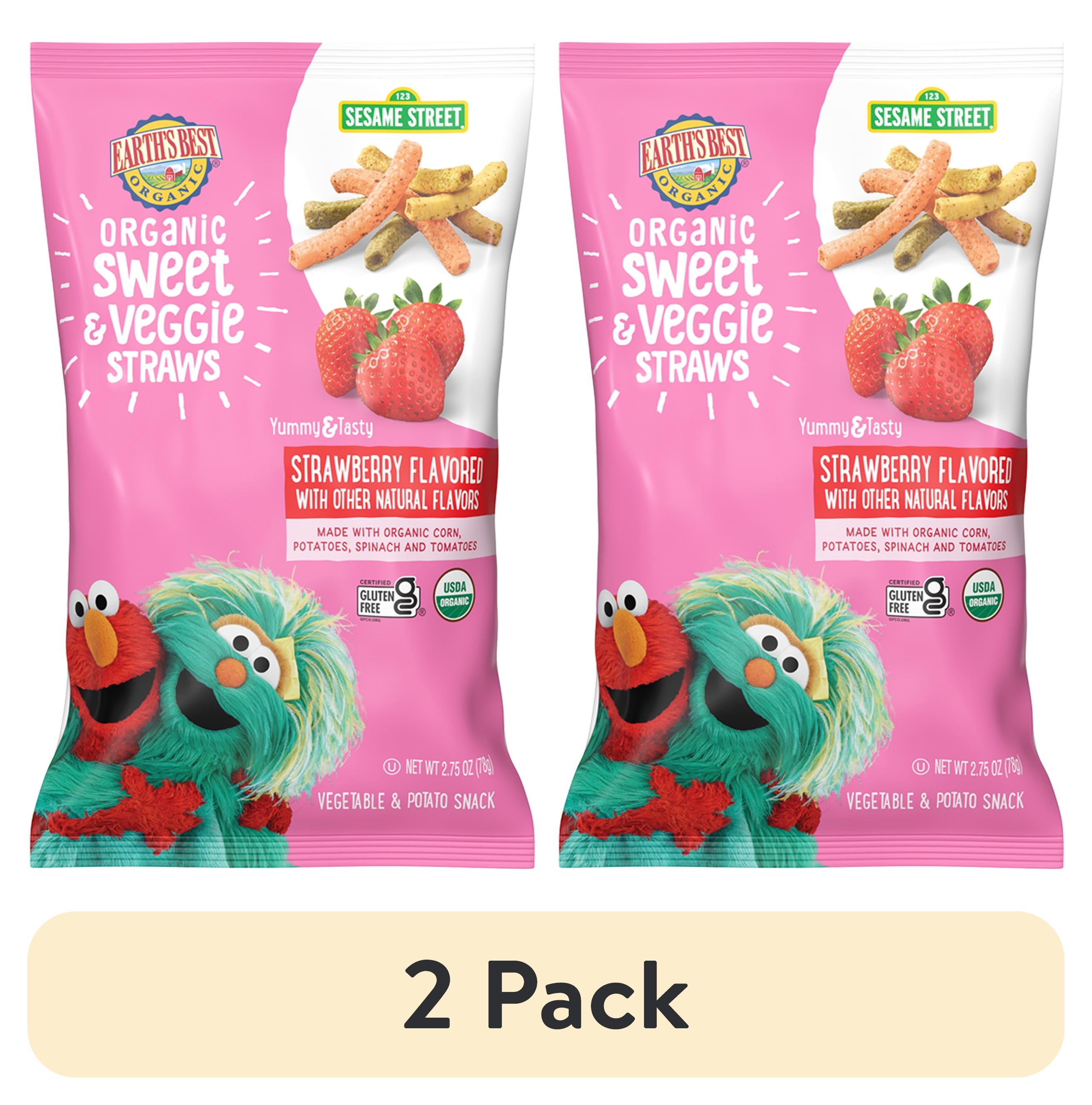 (2 pack) Earth's Best Organic Baby Toddler Snack Strawberry Sweet & Veggie Straws, 2.75 oz Bag