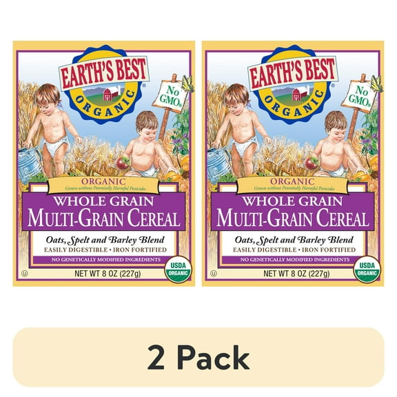 (2 pack) Earth's Best Organic Multi-Grain Infant Baby Cereal, 8 oz Box