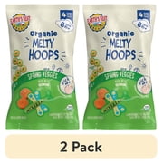 عبوة من قطعتين من Earths Best Organic Bite-Size Melty Hoops Spring Veggies Puffed Baby Snack، أكياس 0.32 أونصة، عبوة من 4 قطع