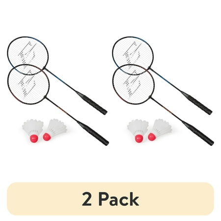 (2 pack) EastPoint Sports 2 Player Badminton Racket Set; 2 Rackets with Steel Shafts, 2 Shuttlecock Birdies