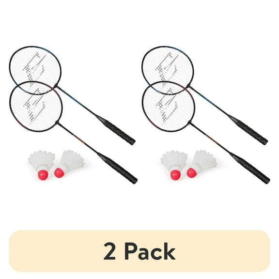 (2 pack) EastPoint Sports 2 Player Badminton Racket Set; 2 Rackets with Steel Shafts, 2 Shuttlecock Birdies