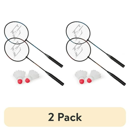 (2 pack) EastPoint Sports 2 Player Badminton Racket Set; 2 Rackets with Steel Shafts, 2 Shuttlecock Birdies