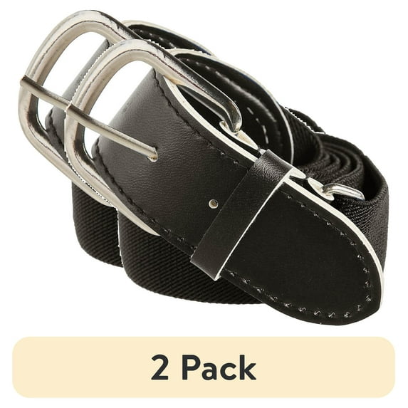 (2 pack) Easton Baseball Belt, Black, Adult Size
