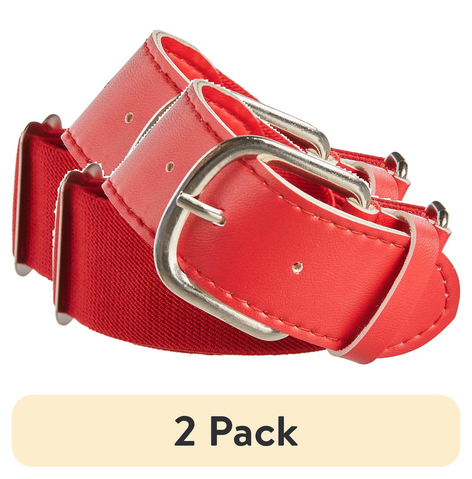 (2 pack) Easton Baseball Belt, Red, Adult Size