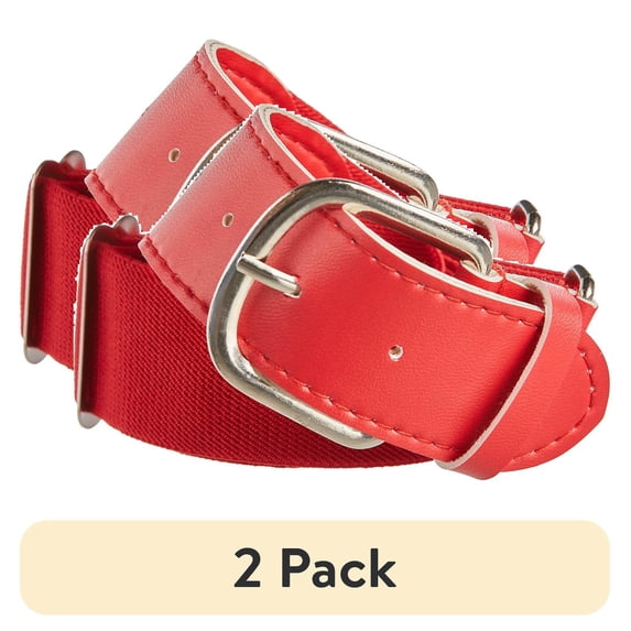(2 pack) Easton Baseball Belt, Red, Youth Size