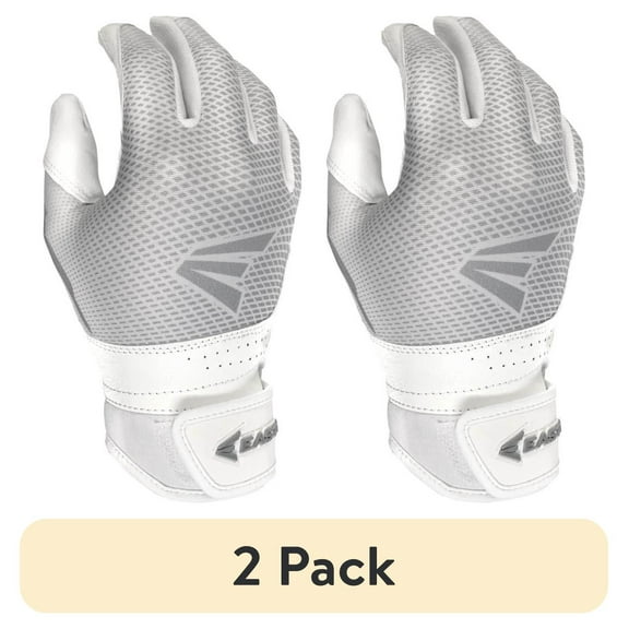 (2 pack) Easton Hyperlite Women's Fastpitch Softball Batting Gloves, White, Medium