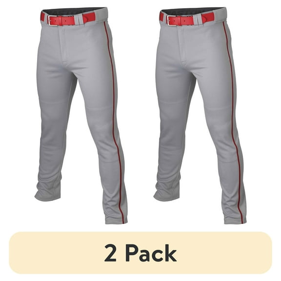 (2 pack) Easton Rival+ Piped Adult Pant | Grey/Red | Medium