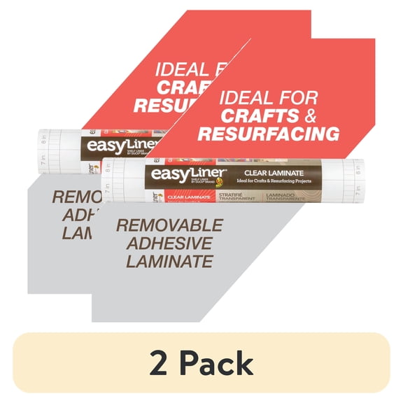 (2 pack) EasyLiner Clear Adhesive Laminate Shelf Liner, Clear 12" x 36' Roll