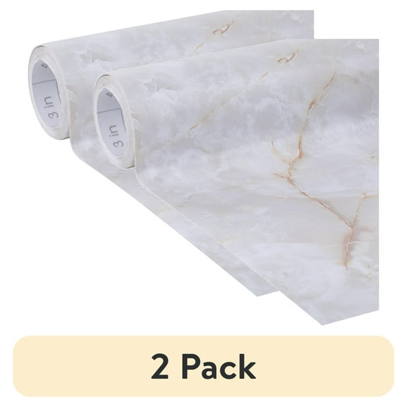 (2 pack) EasyLiner Brand Contact Paper Adhesive Shelf Liner, Beige Marble, 20 in. x 15 ft. Roll