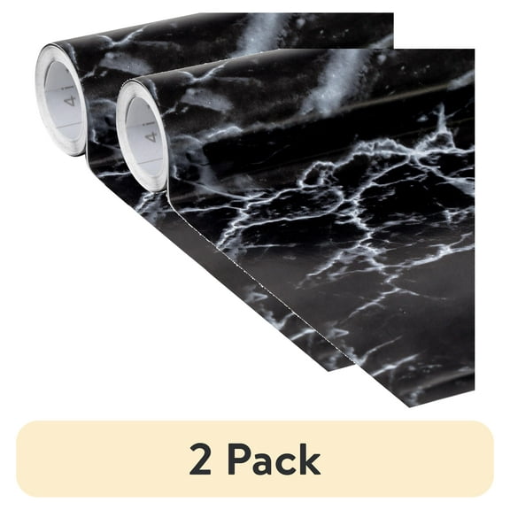 (2 pack) EasyLiner Brand Contact Paper Adhesive Shelf Liner, Black Marble, 20 in. x 15 ft. Roll