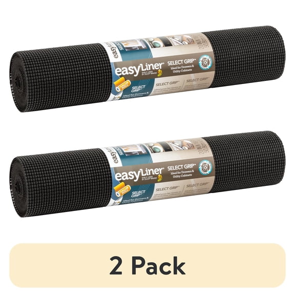 (2 pack) EasyLiner Select Grip Shelf Liner, Black, 20 in. x 18 ft. Roll