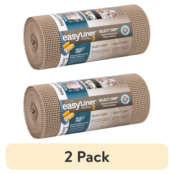 (2 pack) EasyLiner Select Grip Shelf Liner, Taupe, 12 in. x 30 ft. Roll