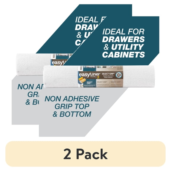(2 pack) EasyLiner Select Grip Shelf Liner, White, 20 in. x 18 ft. Roll