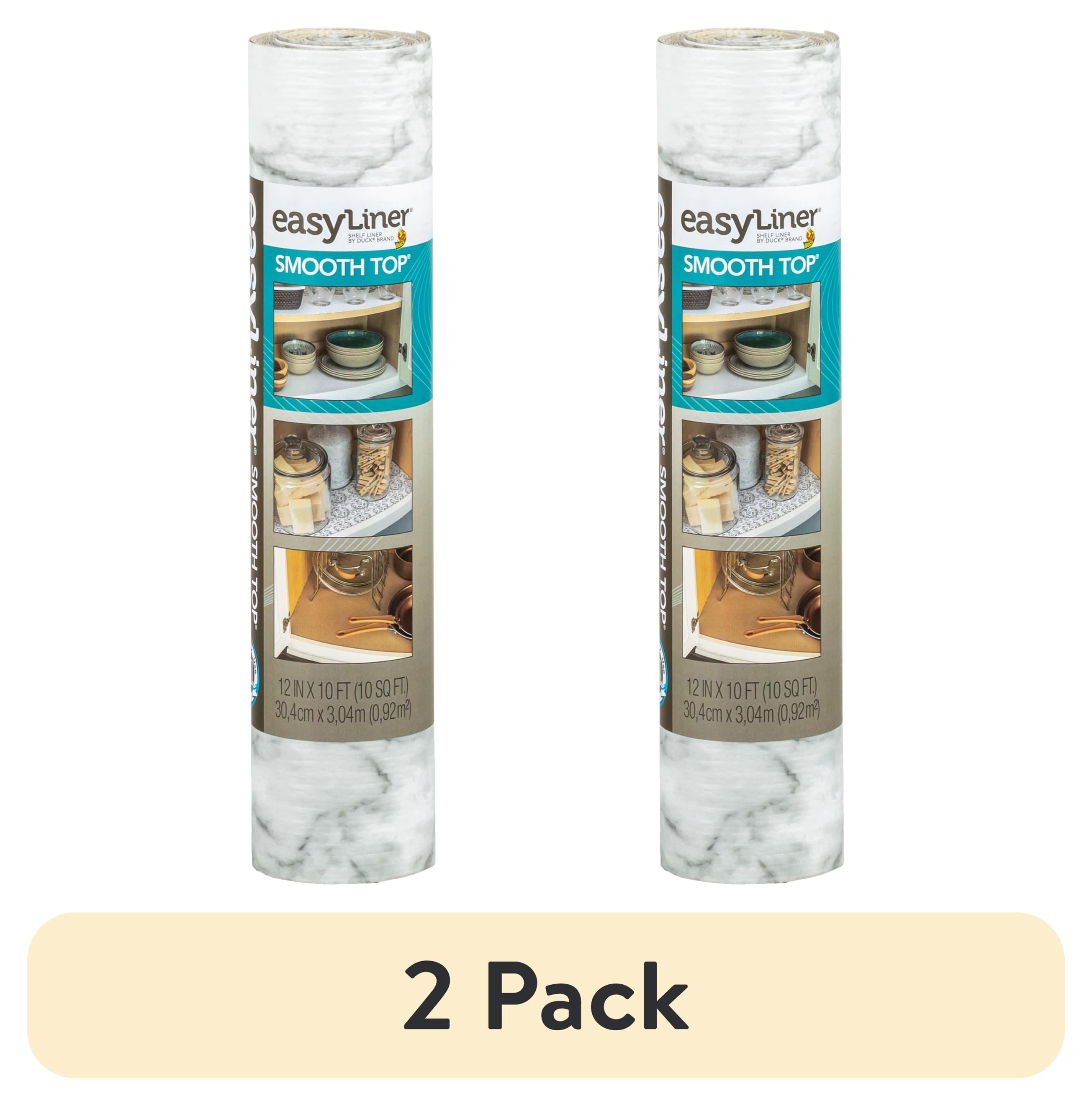 (2 pack) EasyLiner Smooth Top Shelf Liner, Gray Marble, 12 in. x 10 ft. Roll