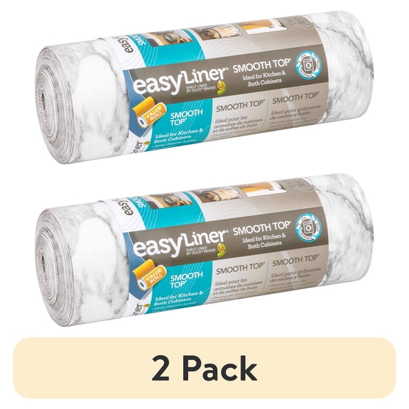 (2 pack) EasyLiner Smooth Top Shelf Liner, Gray Marble, 12 in. x 30 ft. Roll