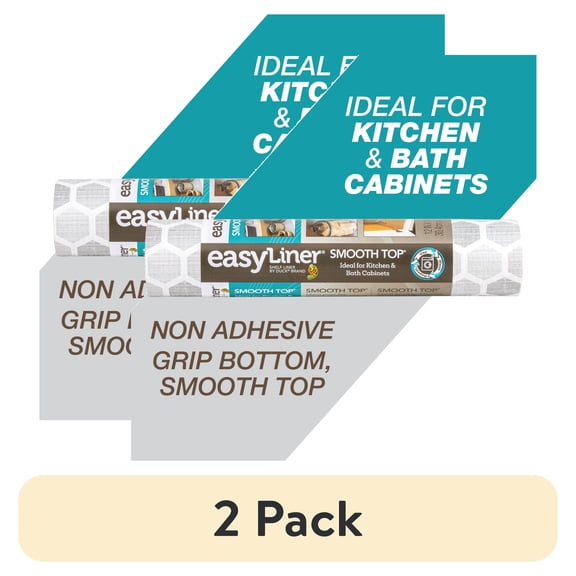(2 pack) Smooth Top EasyLiner Shelf Liner, Grey Subtle 12" x 10' 1 Rolls