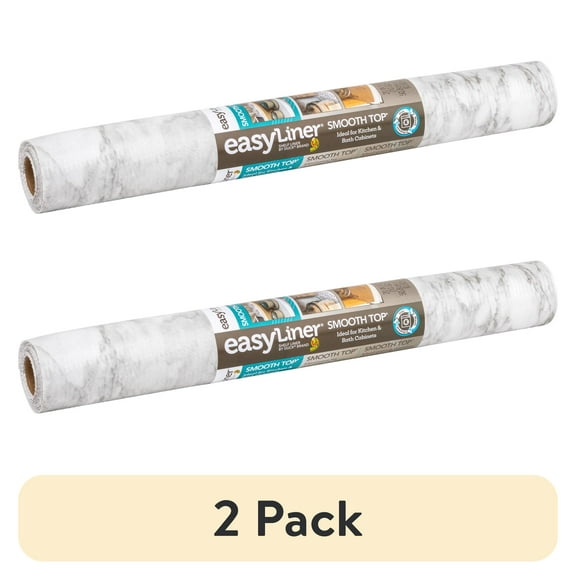 (2 pack) EasyLiner Smooth Top Shelf Liner, Grey Marble, 20 in. x 6 ft. Roll