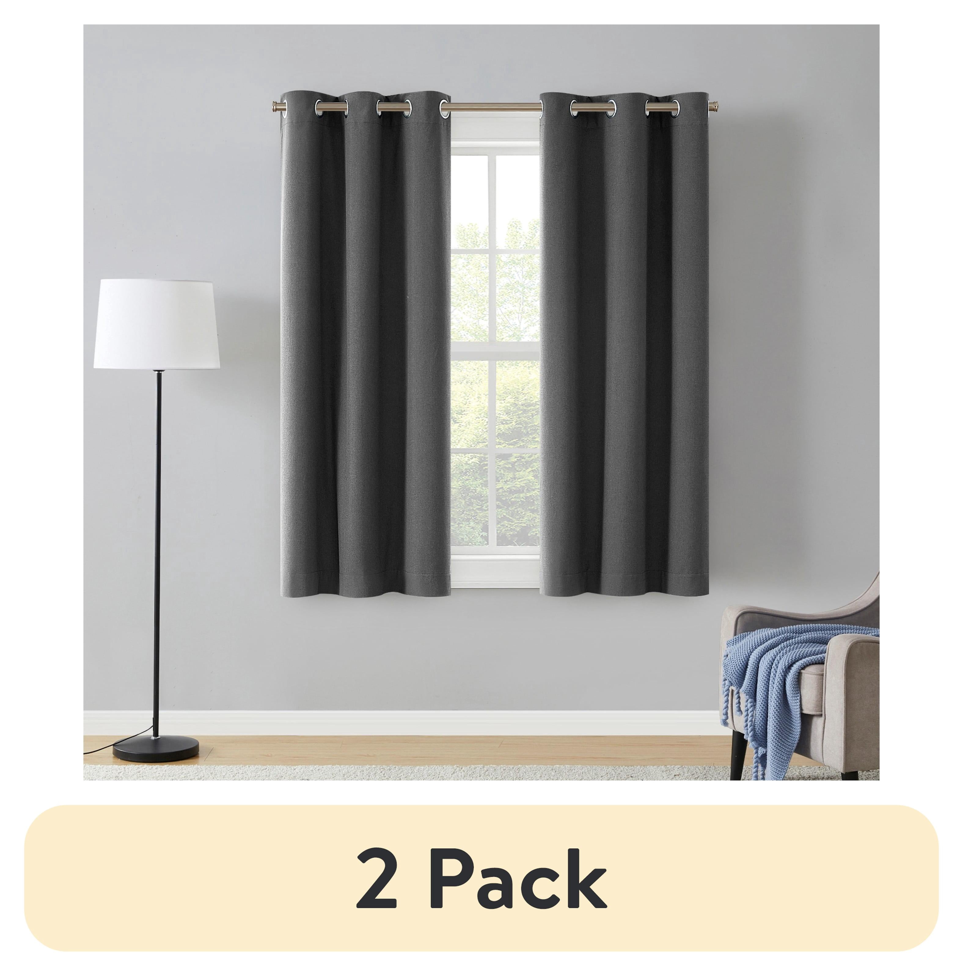 (2 pack) Eclipse Corte Solid Blackout Curtains, Set of 2, 63 Inch Long Blackout Curtains, 37" W x 63" L, Grey
