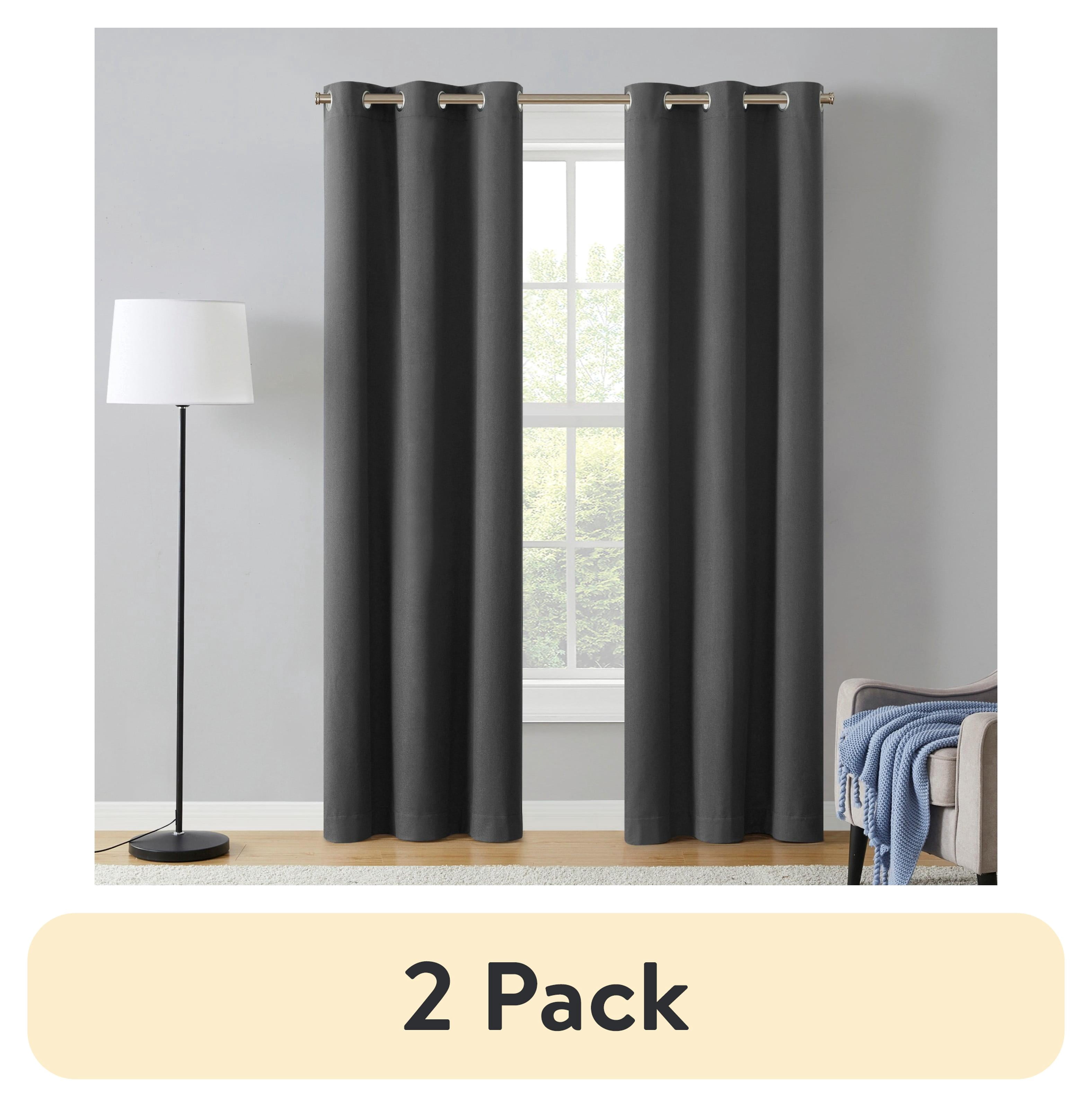(2 pack) Eclipse Corte Solid Blackout Curtains, Set of 2, 84 Inch Long Blackout Curtains, 37" W x 84" L, Grey