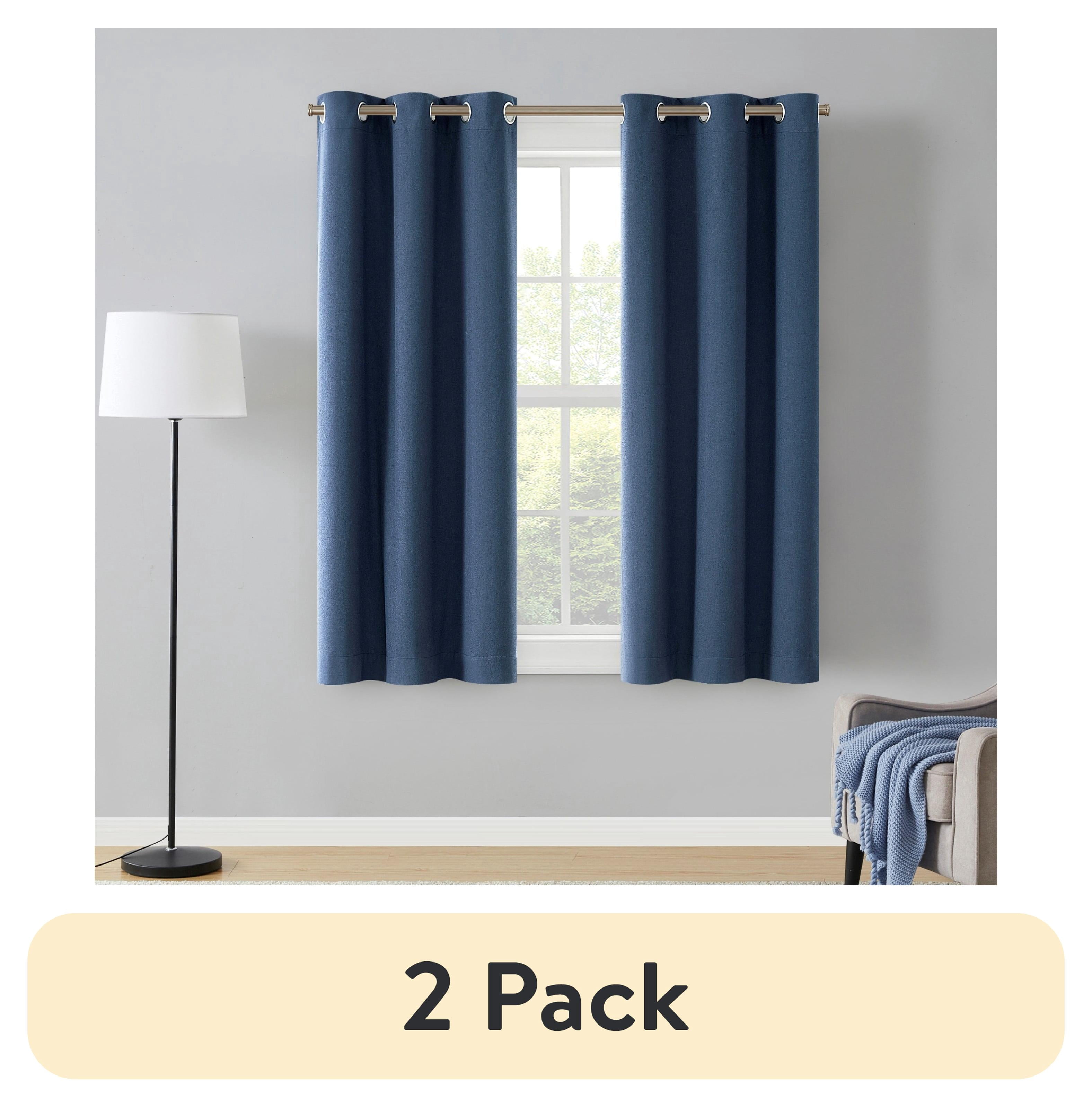 (2 pack) Eclipse Corte Solid Blackout Curtains, Set of 2, 63 Inch Long Blackout Curtains, 37" W x 63" L, Indigo