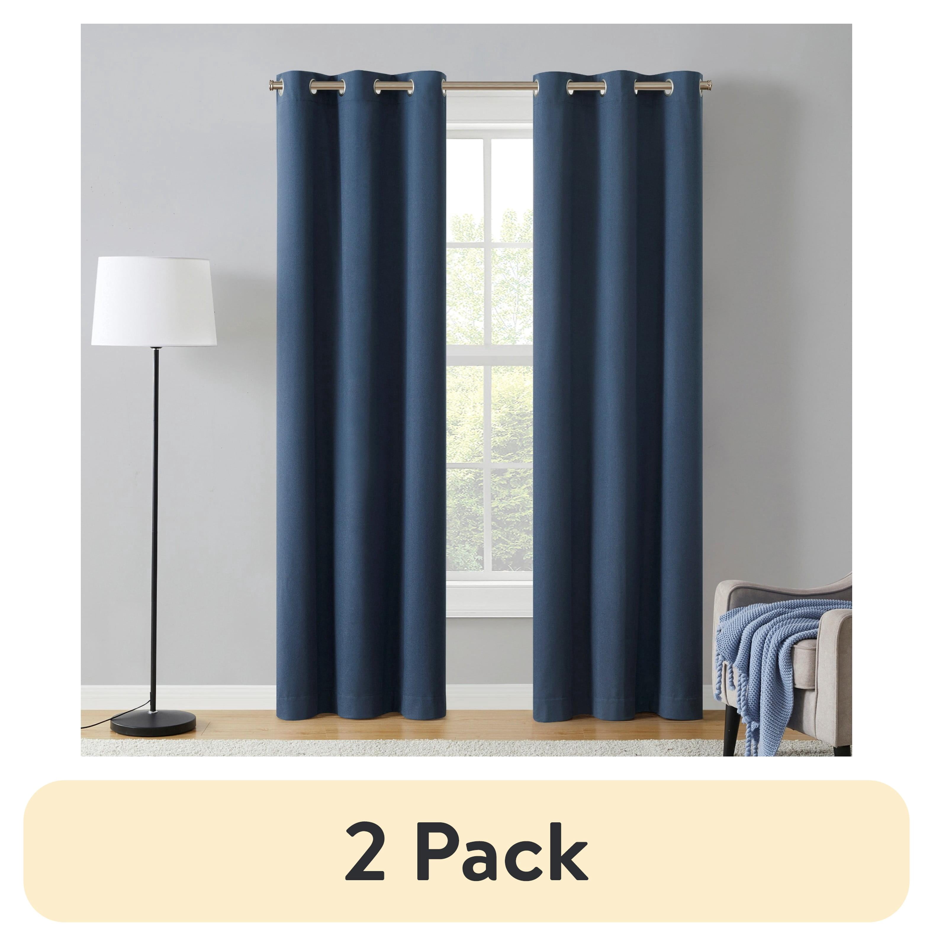 (2 pack) Eclipse Corte Solid Blackout Curtains, Set of 2, 84 Inch Long Blackout Curtains, 37" W x 84" L, Indigo