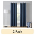 thumbnail interactive-video image 1 of (2 pack) Eclipse Corte Solid Blackout Curtains, Set of 2, 84 Inch Long Blackout Curtains, 37" W x 84" L, Indigo, 1 of 8