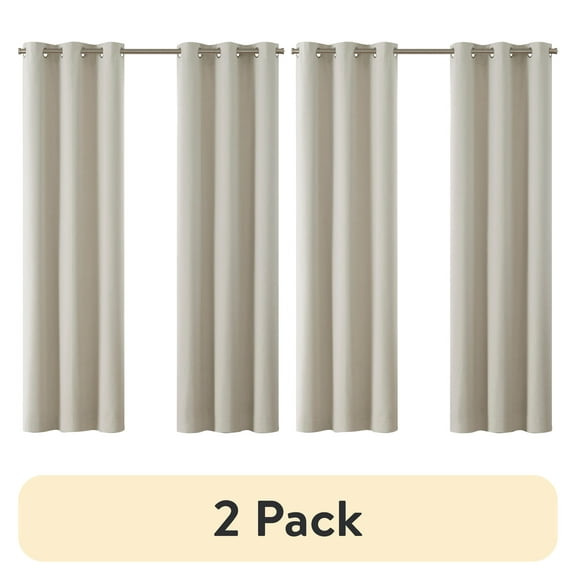 (2 pack) Eclipse Corte Solid Blackout Curtains, Set of 2, 84 Inch Long Blackout Curtains, 37" W x 84" L, Vanilla