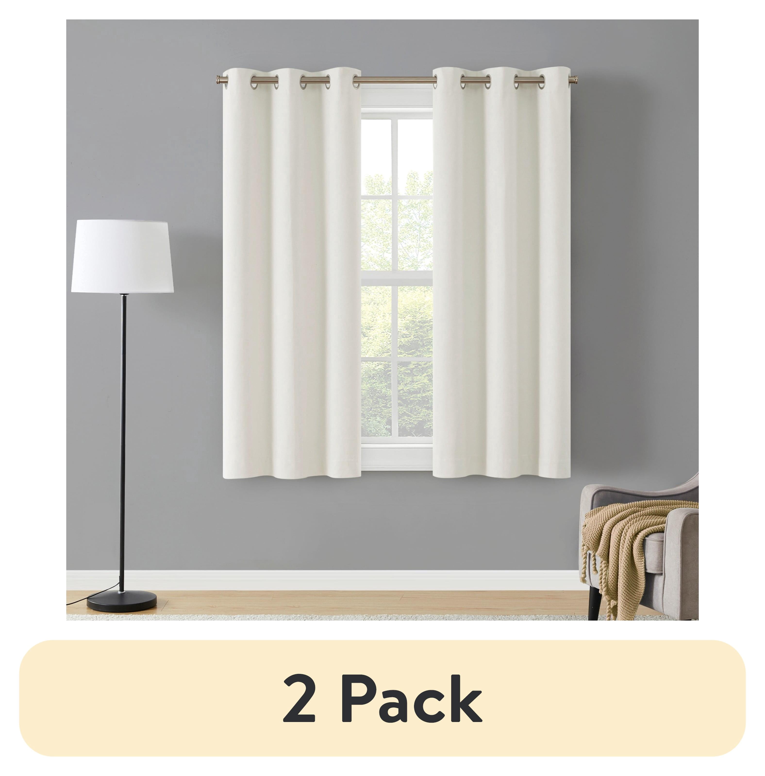 (2 pack) Eclipse Corte Solid Blackout Curtains, Set of 2, 63 Inch Long Blackout Curtains, 37" W x 63" L, White