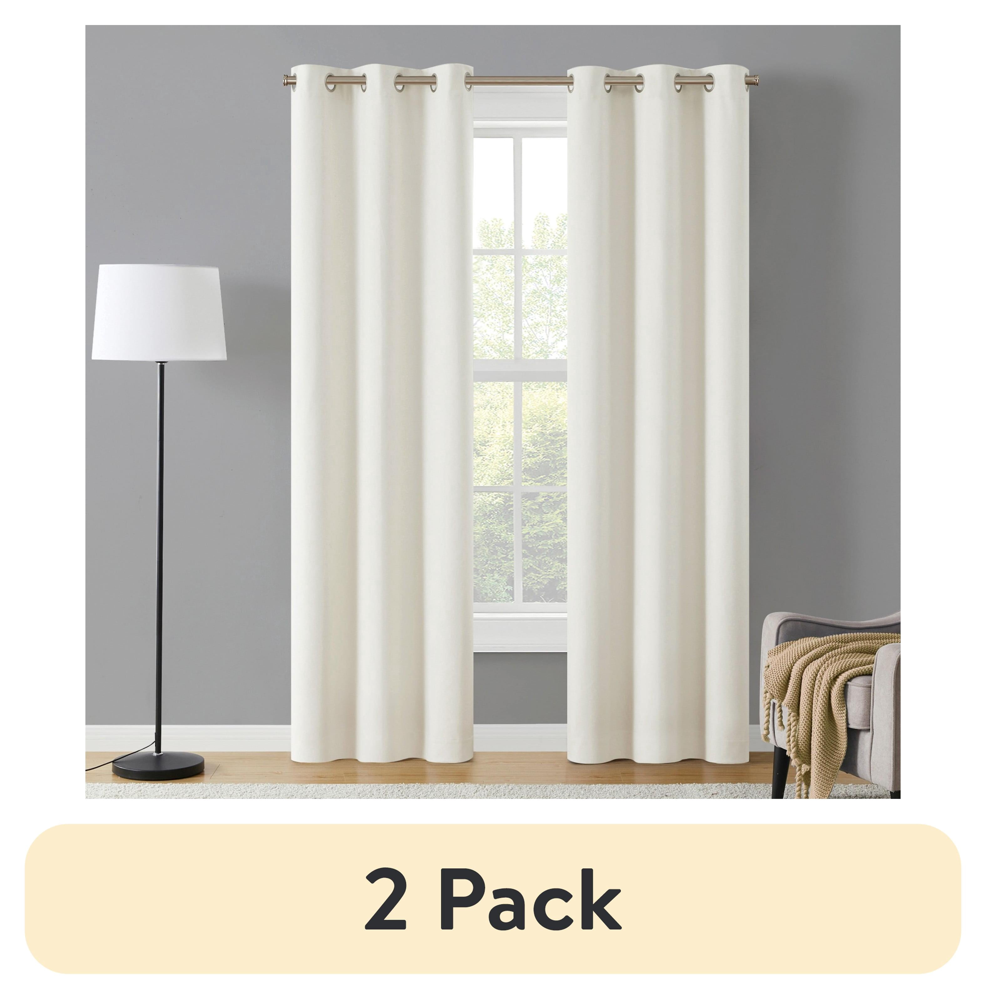 (2 pack) Eclipse Corte Solid Blackout Curtains, Set of 2, 84 Inch Long Blackout Curtains, 37" W x 84" L, White