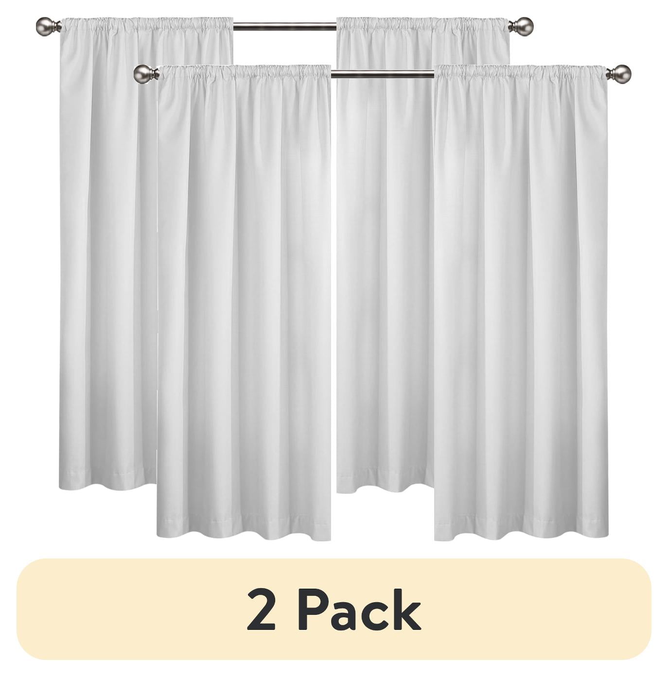 (2 pack) Eclipse Draft Stopper Room Darkening Fleece Lined Rod Pocket, Single Curtain Panel, White, 42" W x 63" L