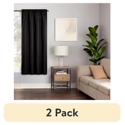 (2 pack) Eclipse Samara Solid Blackout Curtains, Single Curtain Panel, 63 Inch Long Blackout Curtains, 42" W x 63" L, Black