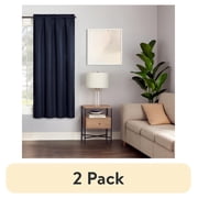 (2 pack) Eclipse Samara Solid Blackout Curtains, Single Curtain Panel, 63 Inch Long Blackout Curtains, 37" W x 63" L, Indigo