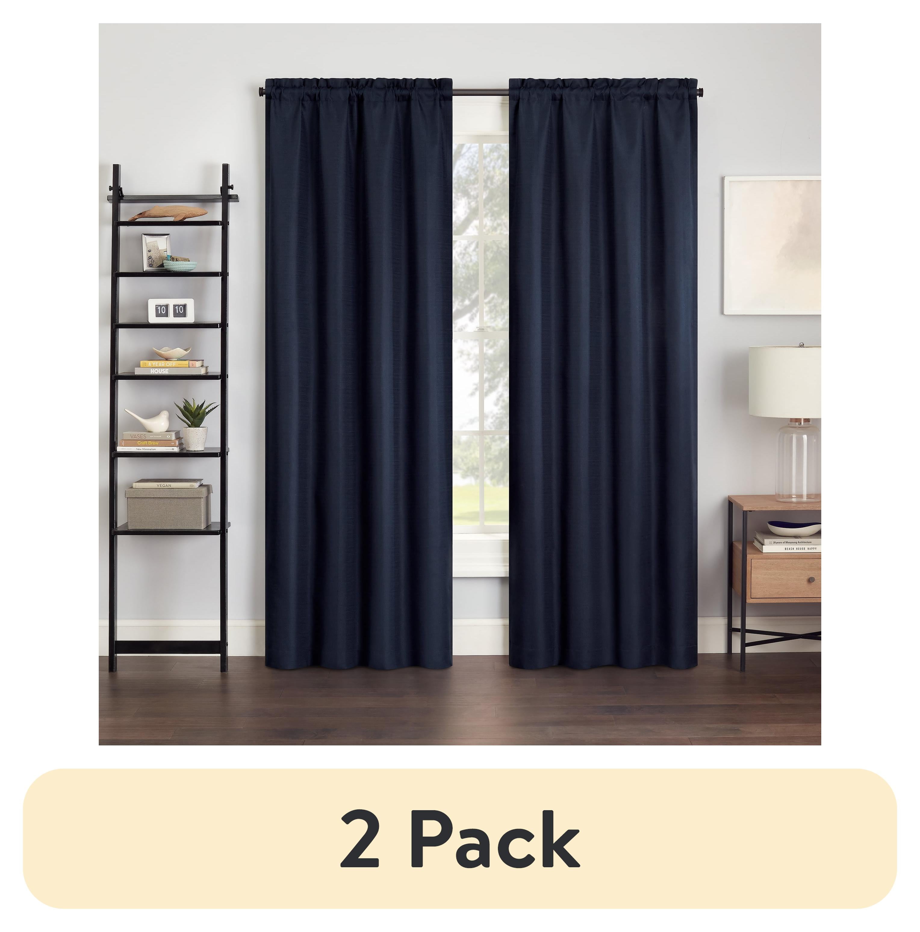 (2 pack) Eclipse Samara Solid Blackout Curtains, Single Curtain Panel, 84 Inch Long Blackout Curtains, 42" W x 84" L, Indigo