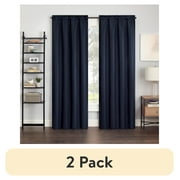 (2 pack) Eclipse Samara Solid Blackout Curtains, Single Curtain Panel, 84 Inch Long Blackout Curtains, 42" W x 84" L, Indigo