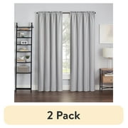 (2 pack) Eclipse Samara Solid Blackout Curtains, Single Curtain Panel, 84 Inch Long Blackout Curtains, 42" W x 84" L, Light Gray