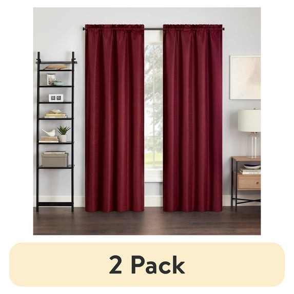 (2 pack) Eclipse Samara Solid Blackout Single Panel, Oxblood, 42" W x 84" L