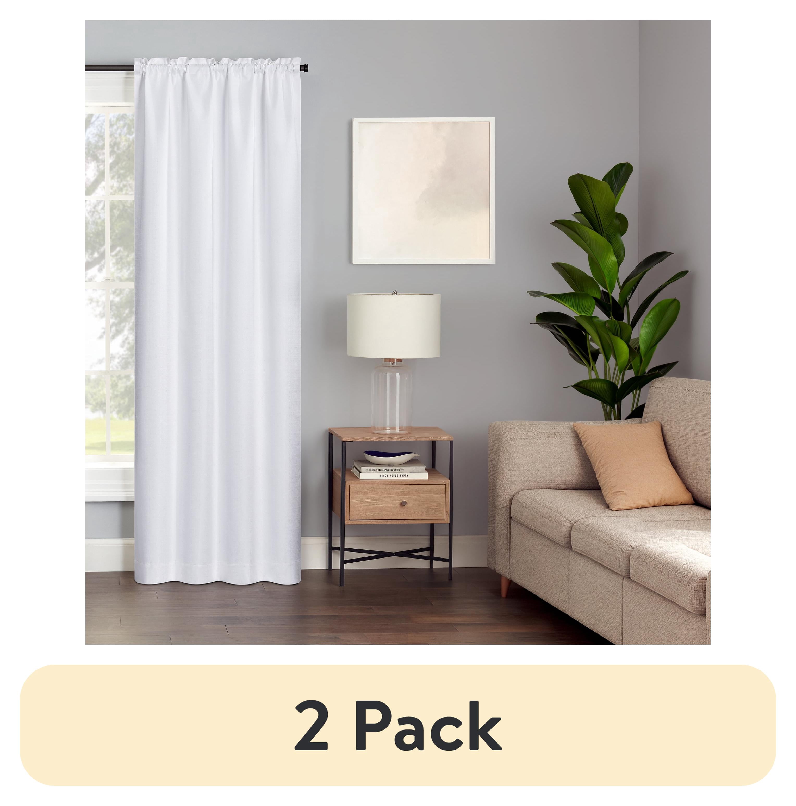 (2 pack) Eclipse Samara Solid Blackout Curtains, Single Curtain Panel, 84 Inch Long Blackout Curtains, 42" W x 84" L, White