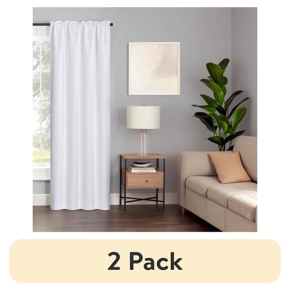 (2 pack) Eclipse Samara Solid Blackout Curtains, Single Curtain Panel, 84 Inch Long Blackout Curtains, 42" W x 84" L, White
