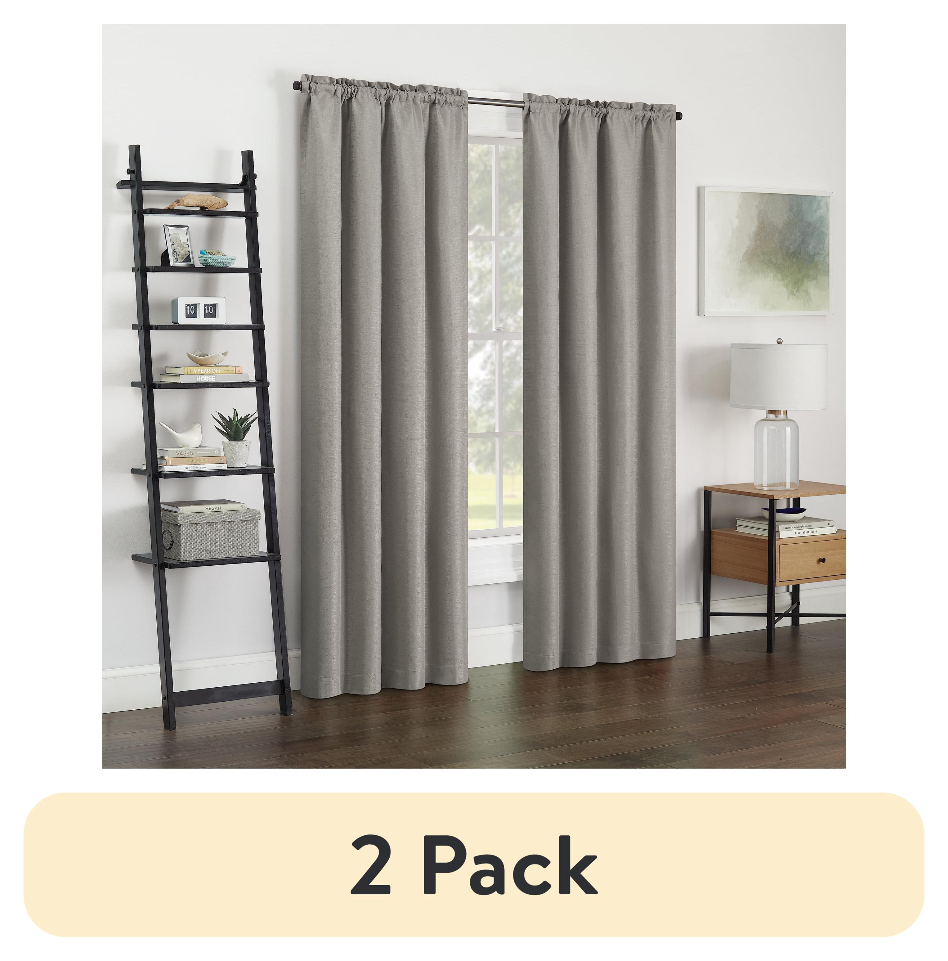 (2 pack) Eclipse Samara Solid Blackout Curtains, Single Curtain Panel, 54 Inch Long Blackout Curtains, 37" W x 54" L, Gray