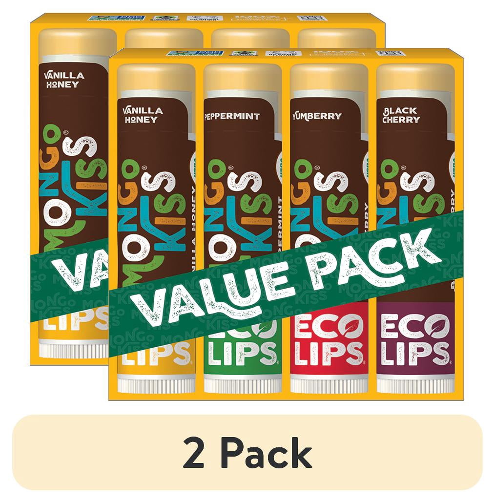 (2 pack) Eco Lips Organic Mongo Kiss Moisturizing Lip Balm Variety 4-pack
