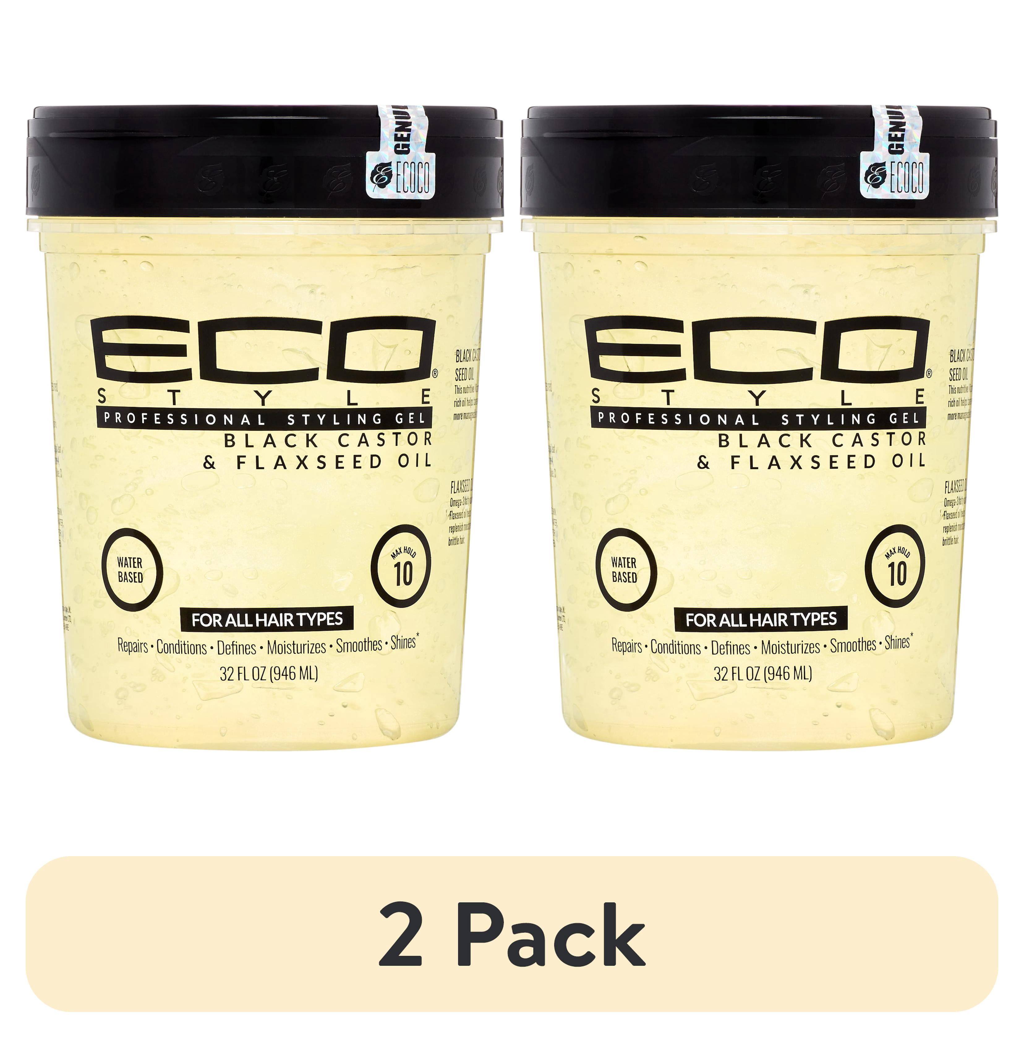 (2 pack) Eco Style Black Castor & Flaxseed Oil Styling Gel 32 fl oz