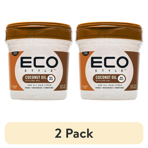 (2 pack) Eco Style Coconut Oil Hair Styling Gel, 16 oz, Moisturizing, Unisex